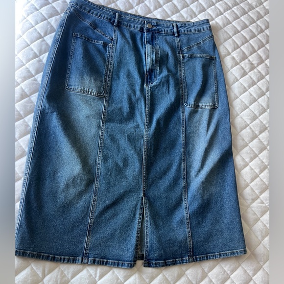 Polagram Dresses & Skirts - Polagram Blue Denim Midi Skirt